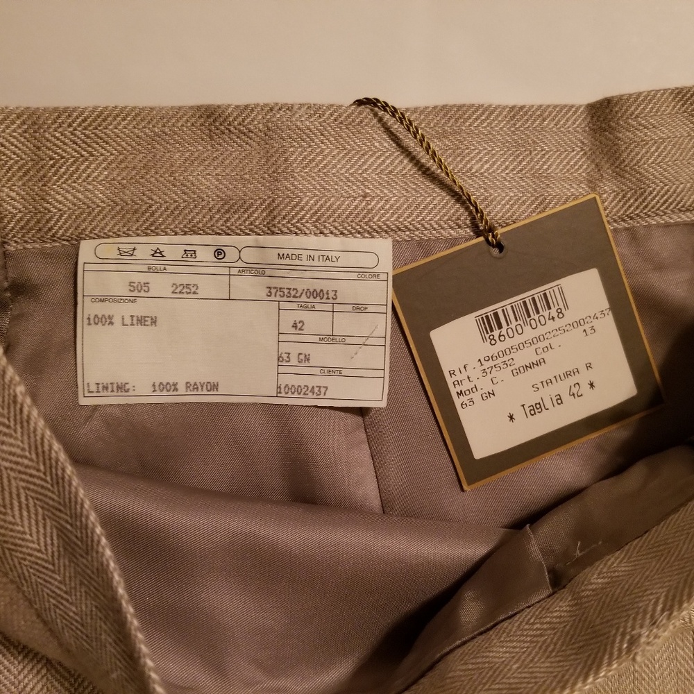 Isaia Light Grey Linen Pencil Skirt Size 42 - Picture 5 of 5